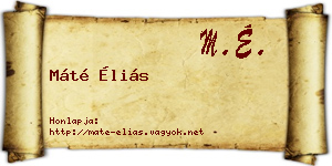 Máté Éliás névjegykártya